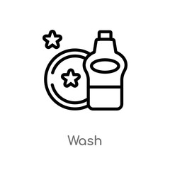 outline wash vector icon. isolated black simple line element illustration from cleaning concept. editable vector stroke wash icon on white background