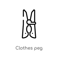 outline clothes peg vector icon. isolated black simple line element illustration from cleaning concept. editable vector stroke clothes peg icon on white background