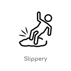 outline slippery vector icon. isolated black simple line element illustration from cleaning concept. editable vector stroke slippery icon on white background