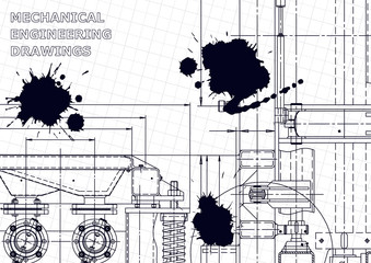 Mechanical engineering. Machine-building. Computer aided design system. Black Ink. Blots