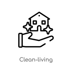 outline clean-living vector icon. isolated black simple line element illustration from cleaning concept. editable vector stroke clean-living icon on white background