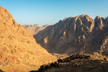 Middle East or Africa, picturesque bare mountain range and a large sandy valley desert landscapes landscape photography