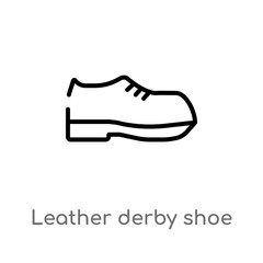 outline leather derby shoe vector icon. isolated black simple line element illustration from clothes concept. editable vector stroke leather derby shoe icon on white background