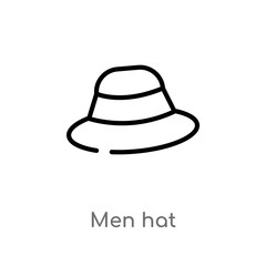 outline men hat vector icon. isolated black simple line element illustration from clothes concept. editable vector stroke men hat icon on white background
