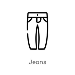 outline jeans vector icon. isolated black simple line element illustration from clothes concept. editable vector stroke jeans icon on white background