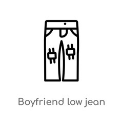 outline boyfriend low jean vector icon. isolated black simple line element illustration from clothes concept. editable vector stroke boyfriend low jean icon on white background