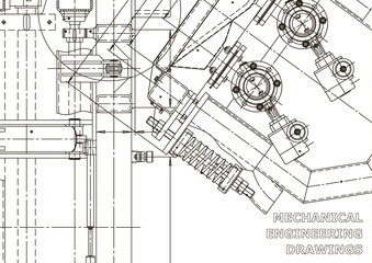 Vector engineering illustration. Mechanical engineering drawing. Instrument-making drawings. Computer aided design systems