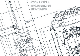 Vector engineering drawings. Mechanical instrument making. Technical abstract backgrounds. Technical illustration