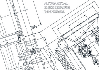 Vector engineering drawings. Mechanical instrument making. Technical abstract background