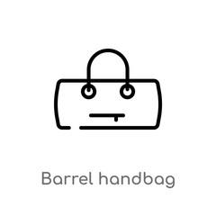 outline barrel handbag vector icon. isolated black simple line element illustration from clothes concept. editable vector stroke barrel handbag icon on white background