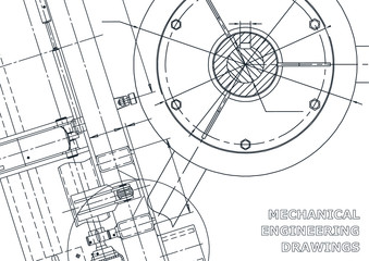 Vector banner. Engineering drawings. Mechanical instrument making. Technical