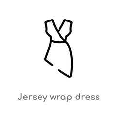Obraz na płótnie Canvas outline jersey wrap dress vector icon. isolated black simple line element illustration from clothes concept. editable vector stroke jersey wrap dress icon on white background