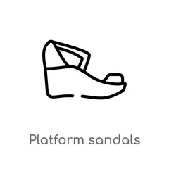 outline platform sandals vector icon. isolated black simple line element illustration from clothes concept. editable vector stroke platform sandals icon on white background