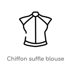 outline chiffon suffle blouse vector icon. isolated black simple line element illustration from clothes concept. editable vector stroke chiffon suffle blouse icon on white background