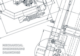 Sketch. Vector engineering illustration. Cover, flyer, banner, background. Instrument-making