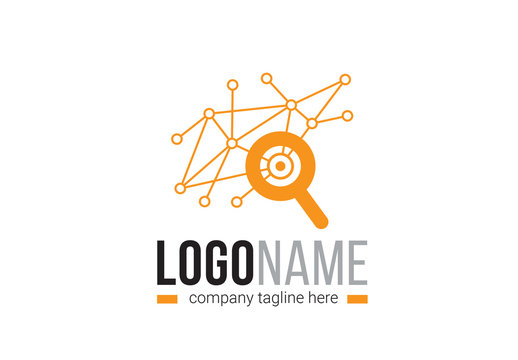SEO and Network Logo Layout with Search Icon