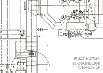 Mechanical instrument making. Technical illustration. Blueprint, cover, banner. Vector drawing