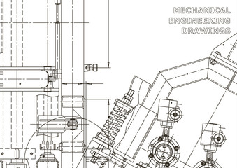 Mechanical instrument making. Technical abstract backgrounds. Technical illustration. Blueprint, cover, banner. Vector engineering drawings