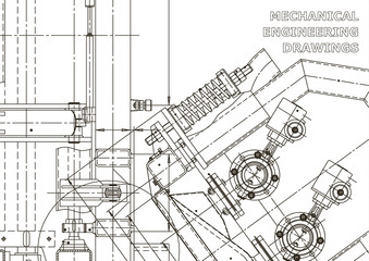 Mechanical instrument making. Technical abstract backgrounds. Technical illustration. Blueprint, cover, banner. Vector engineering drawing