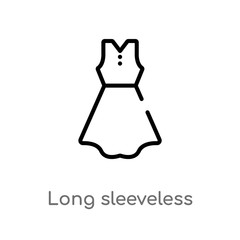 outline long sleeveless dress vector icon. isolated black simple line element illustration from clothes concept. editable vector stroke long sleeveless dress icon on white background