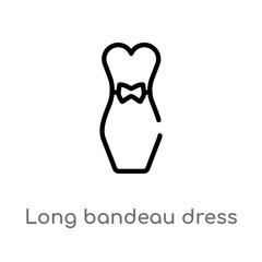 outline long bandeau dress vector icon. isolated black simple line element illustration from clothes concept. editable vector stroke long bandeau dress icon on white background