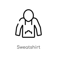 outline sweatshirt vector icon. isolated black simple line element illustration from clothes concept. editable vector stroke sweatshirt icon on white background