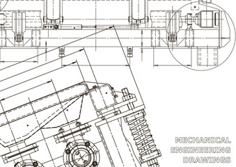 Machine-building industry. Computer aided design systems. Technical illustrations, backgrounds. Mechanical