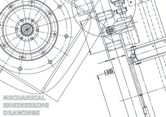 Cover. Vector engineering illustration. Blueprint, flyer, banner, background. Instrument-making drawings. Mechanical engineering drawing. Technical illustration