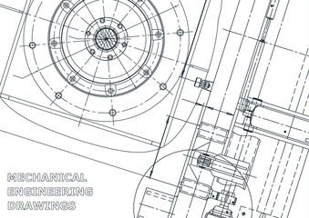 Cover, flyer. Vector engineering illustration. Blueprint, banner, background. Instrument-making drawings. Mechanical drawing