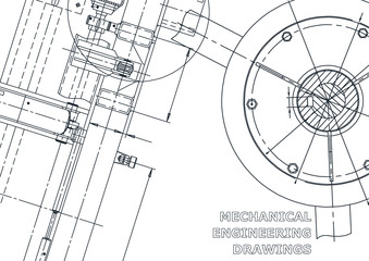 Cover, flyer, banner. Vector engineering illustration. Blueprint