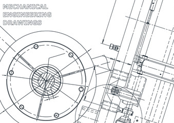 Cover, flyer, banner. Vector engineering illustration. Blueprint, background. Instrument-making drawings