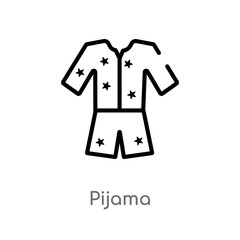 outline pijama vector icon. isolated black simple line element illustration from clothes concept. editable vector stroke pijama icon on white background