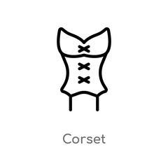 outline corset vector icon. isolated black simple line element illustration from clothes concept. editable vector stroke corset icon on white background
