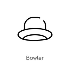 outline bowler vector icon. isolated black simple line element illustration from clothes concept. editable vector stroke bowler icon on white background