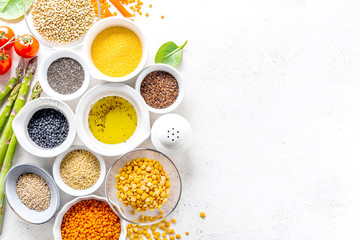 Healthy food concept with healthy ingredients