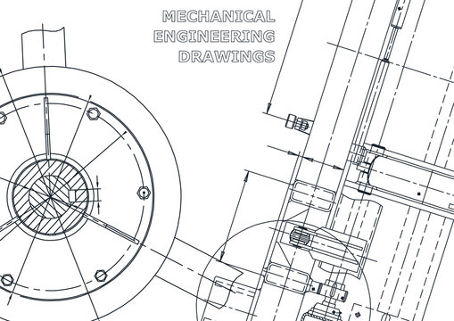 Cover, flyer, banner. Vector engineering illustration. Blueprint, background