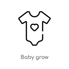 outline baby grow vector icon. isolated black simple line element illustration from clothes concept. editable vector stroke baby grow icon on white background