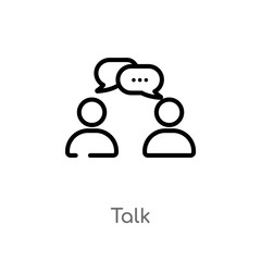 outline talk vector icon. isolated black simple line element illustration from communications concept. editable vector stroke talk icon on white background