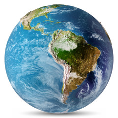 Fototapeta premium South America white isolated
