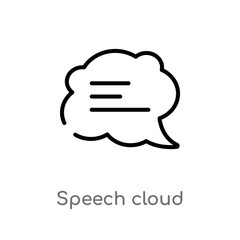 outline speech cloud vector icon. isolated black simple line element illustration from communications concept. editable vector stroke speech cloud icon on white background