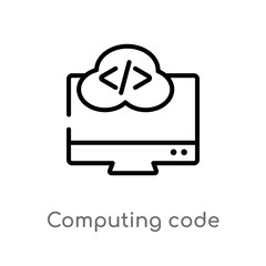 outline computing code vector icon. isolated black simple line element illustration from computer concept. editable vector stroke computing code icon on white background