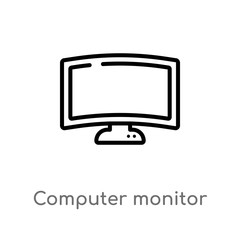 outline computer monitor vector icon. isolated black simple line element illustration from computer concept. editable vector stroke computer monitor icon on white background