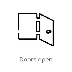 outline doors open vector icon. isolated black simple line element illustration from construction concept. editable vector stroke doors open icon on white background