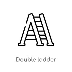 outline double ladder vector icon. isolated black simple line element illustration from construction concept. editable vector stroke double ladder icon on white background