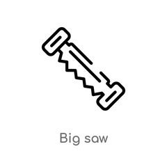 outline big saw vector icon. isolated black simple line element illustration from construction concept. editable vector stroke big saw icon on white background