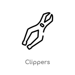 outline clippers vector icon. isolated black simple line element illustration from construction concept. editable vector stroke clippers icon on white background