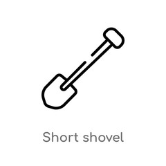 outline short shovel vector icon. isolated black simple line element illustration from construction concept. editable vector stroke short shovel icon on white background