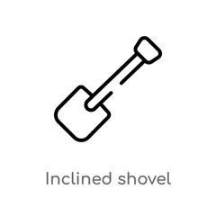 outline inclined shovel vector icon. isolated black simple line element illustration from construction concept. editable vector stroke inclined shovel icon on white background