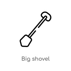 outline big shovel vector icon. isolated black simple line element illustration from construction concept. editable vector stroke big shovel icon on white background