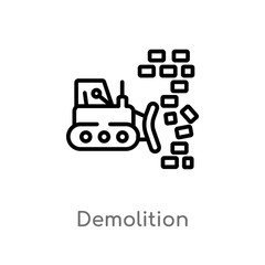 outline demolition vector icon. isolated black simple line element illustration from construction concept. editable vector stroke demolition icon on white background